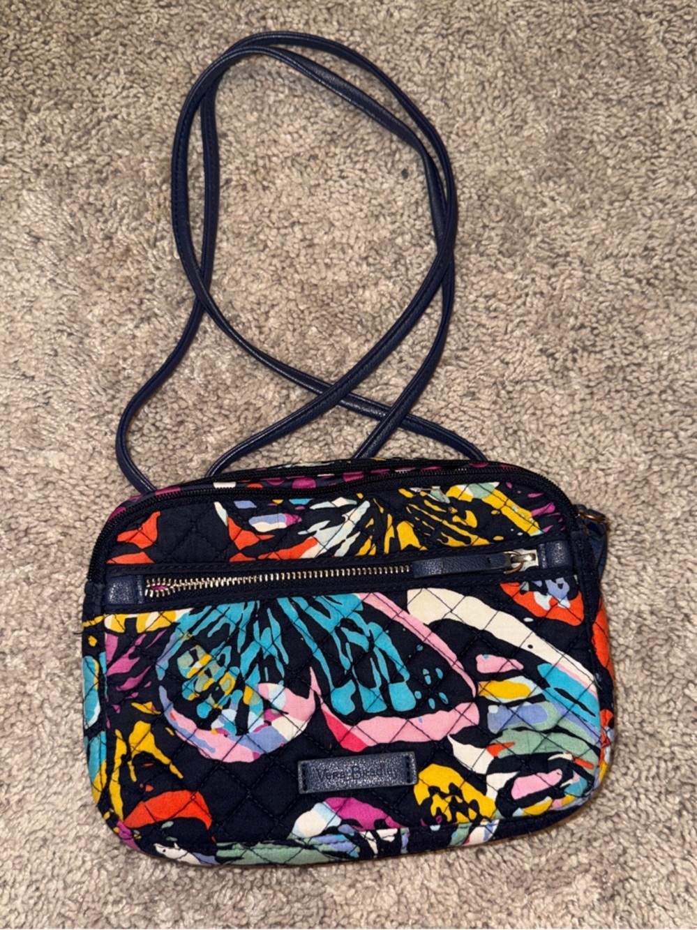 Vera Bradley Compact Quilted Crossbody Bag in Multicolor Butterfly Print